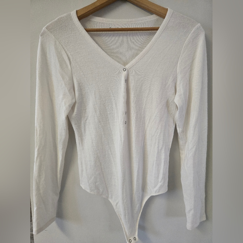 Abercrombie and Fitch Body Suit Long Sleeve Soft A&F Cozy Size Medium White